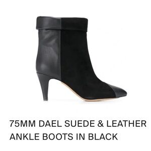 Isabel Marant Black Suede & Leather 75mm Ankle Boots